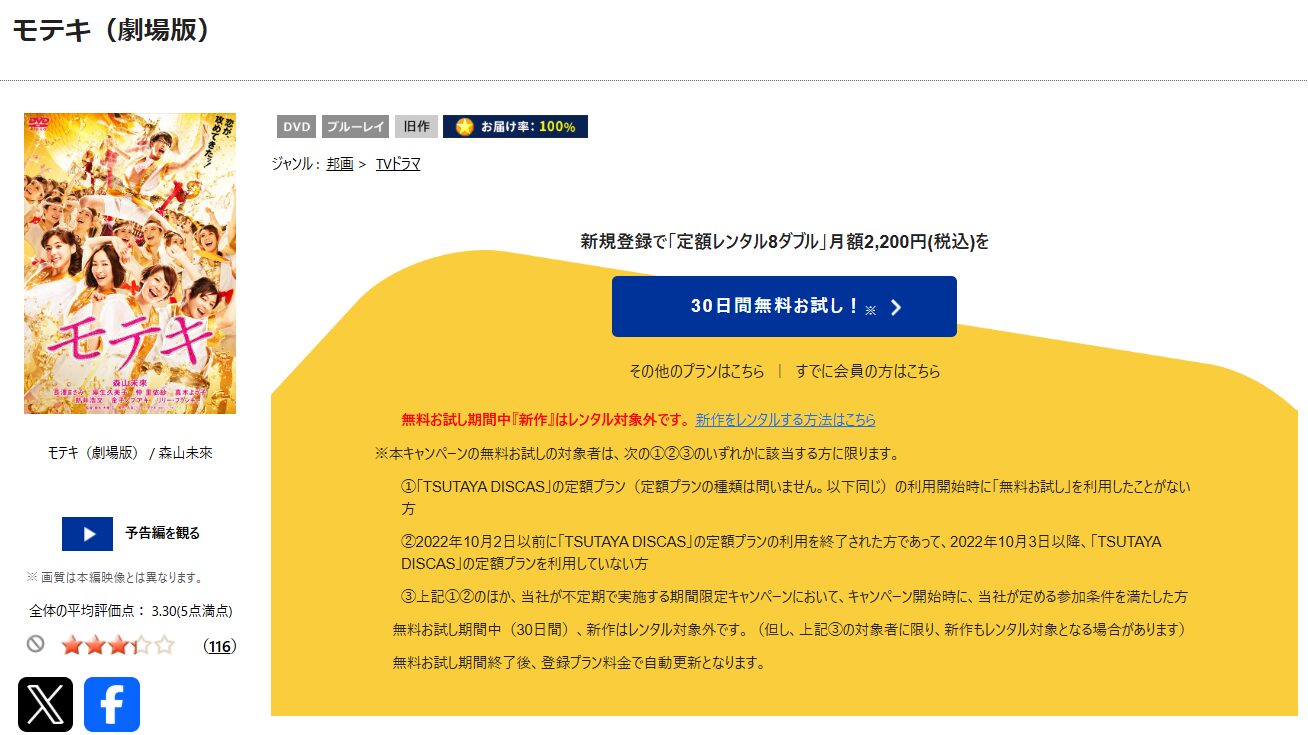 TSUTAYA DISCASのモテキ