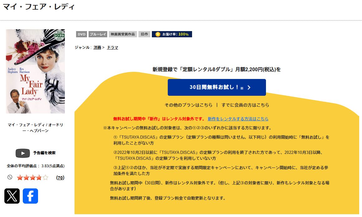 TSUTAYA DISCASのマイ・フェア・レディ