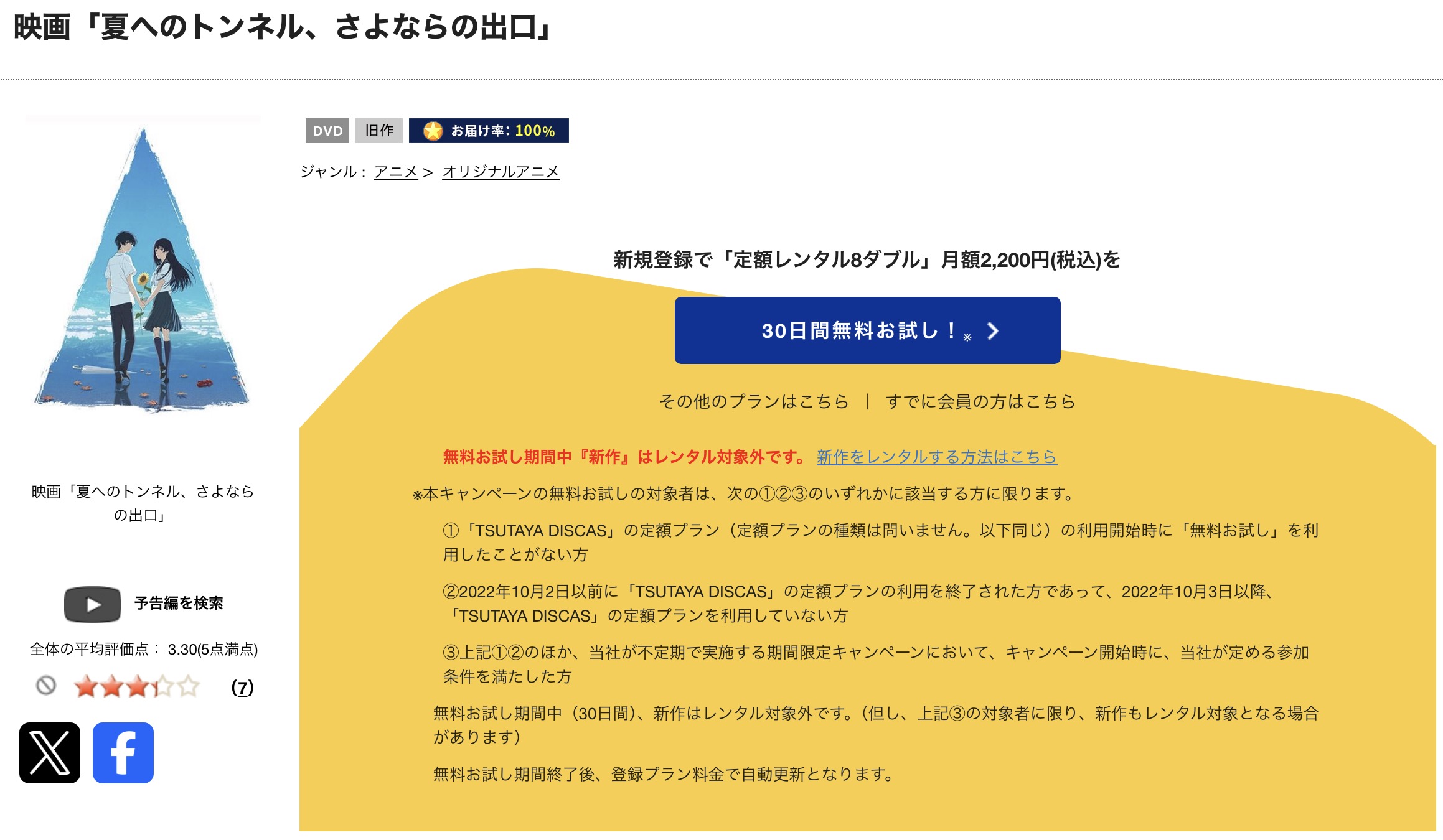 TSUTAYA DISCASの夏へのトンネル、さよならの出口