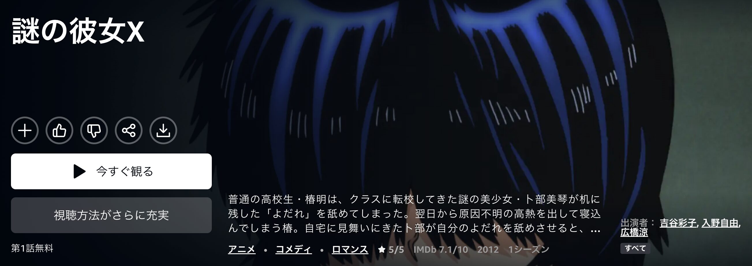 Amazonプライムの謎の彼女X配信画像