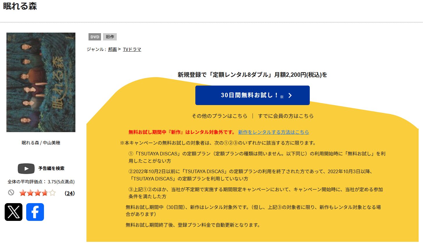 TSUTAYA DISCASの眠れる森