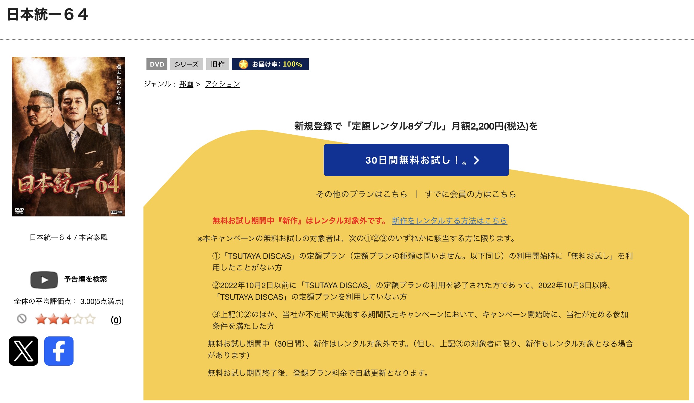 TSUTAYA DISCASの日本統一64