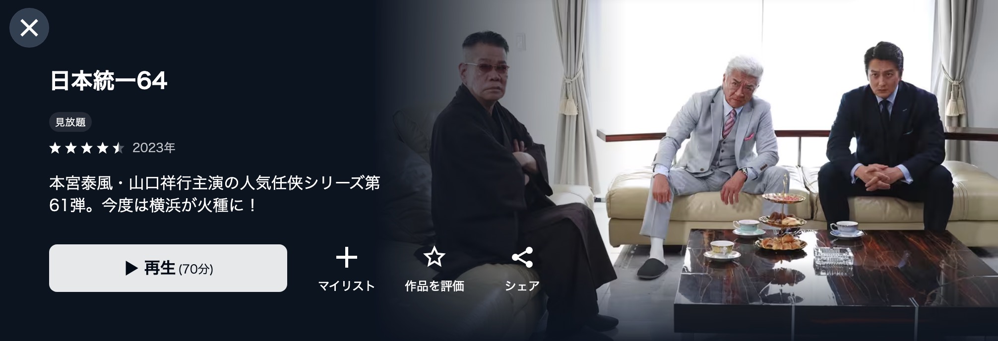 U-NEXTの日本統一64配信画像