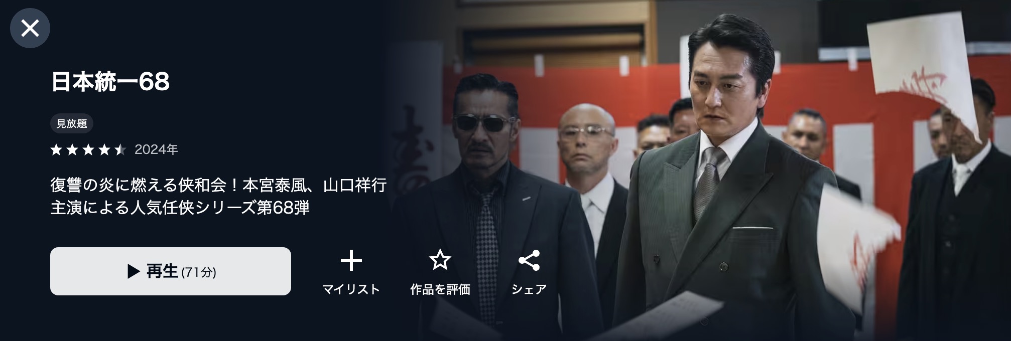 U-NEXTの日本統一68配信画像