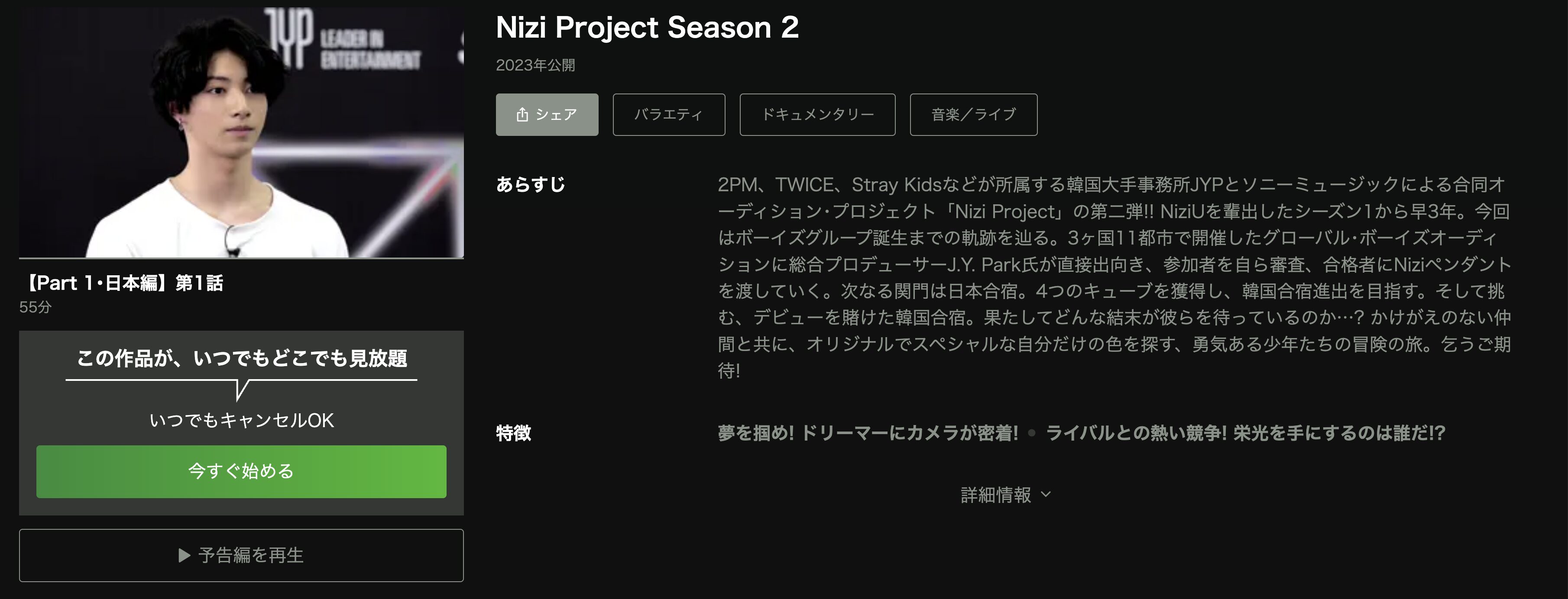 HuluのNizi Project シーズン2配信画像