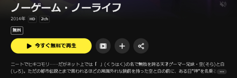 DMM TVのノーゲーム・ノーライフ配信画像