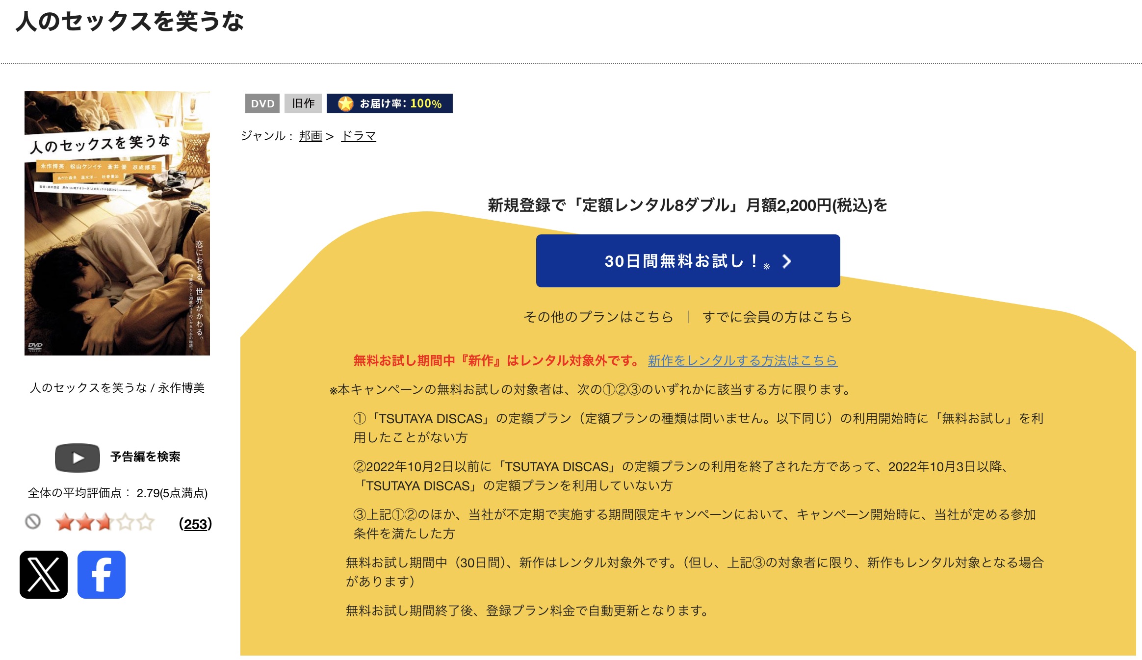 TSUTAYA DISCASの人のセックスを笑うな