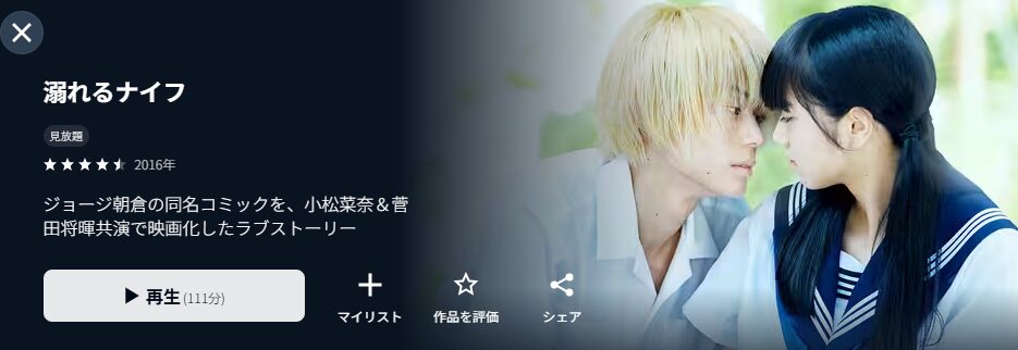 U-NEXTの溺れるナイフ配信画像