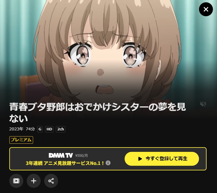DMM TVの青春ブタ野郎はおでかけシスターの夢を見ない配信画像