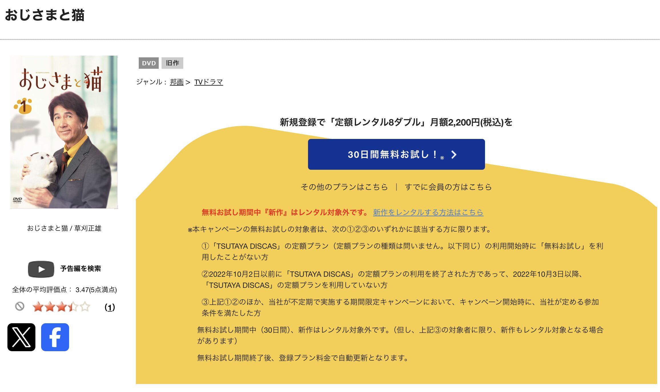 TSUTAYA DISCASのおじさまと猫