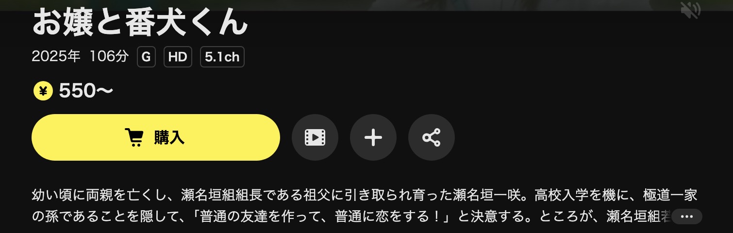 DMM TVのお嬢と番犬くん(実写)配信画像