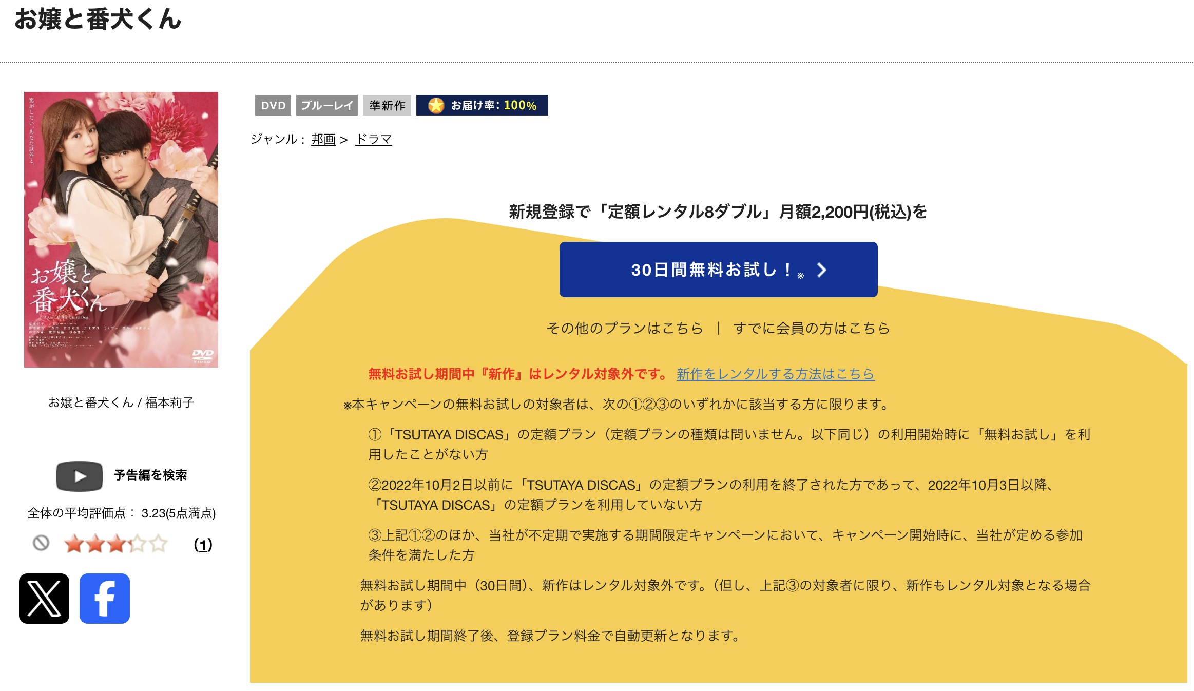 TSUTAYA DISCASのお嬢と番犬くん(実写)