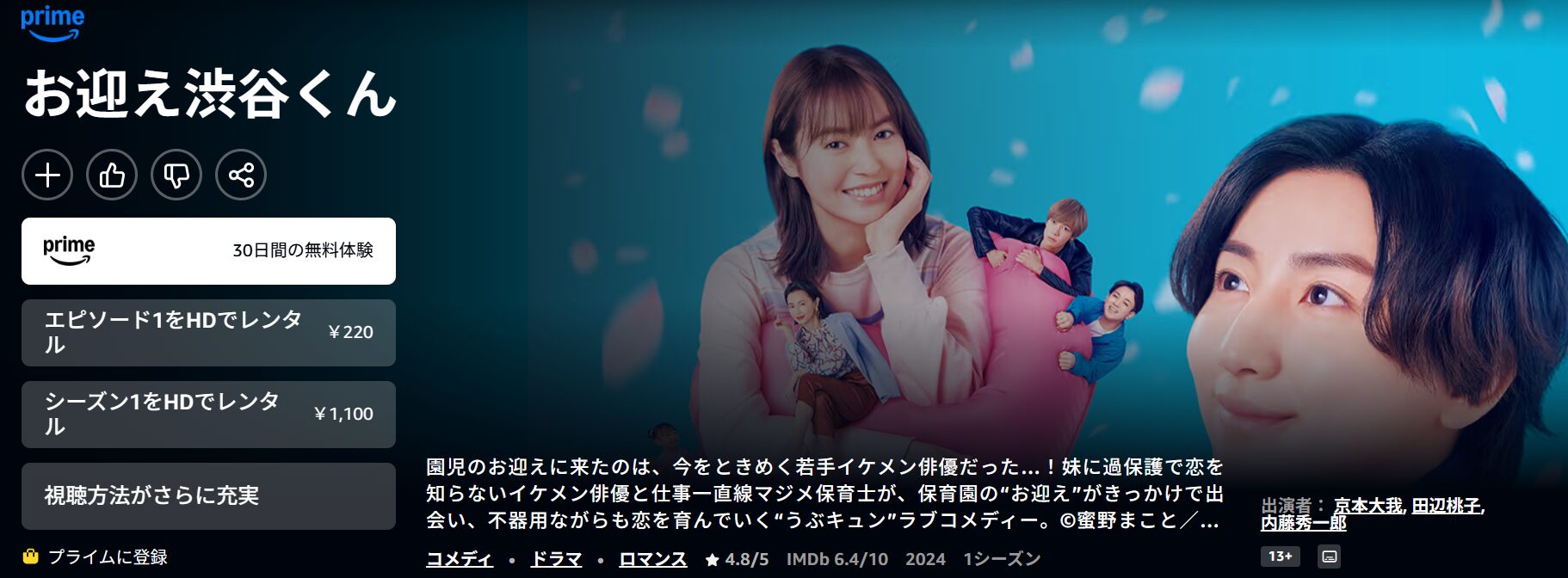 Amazonプライムのお迎え渋谷くん配信画像