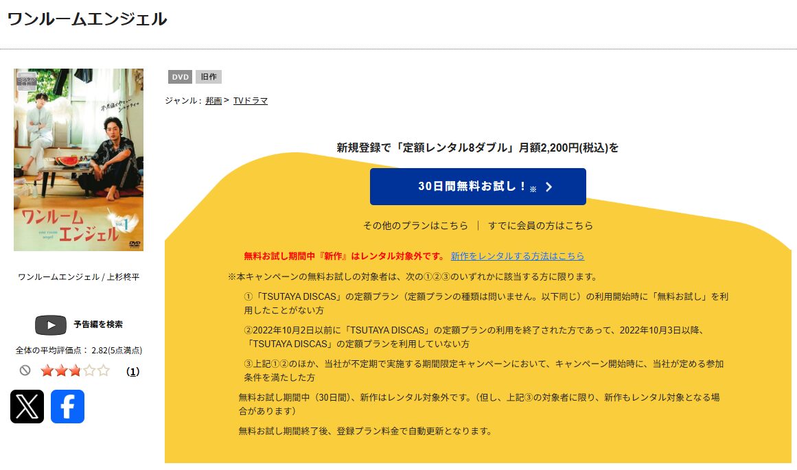 TSUTAYA DISCASのワンルームエンジェル