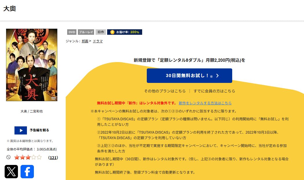 TSUTAYA DISCASの大奥〈男女逆転〉