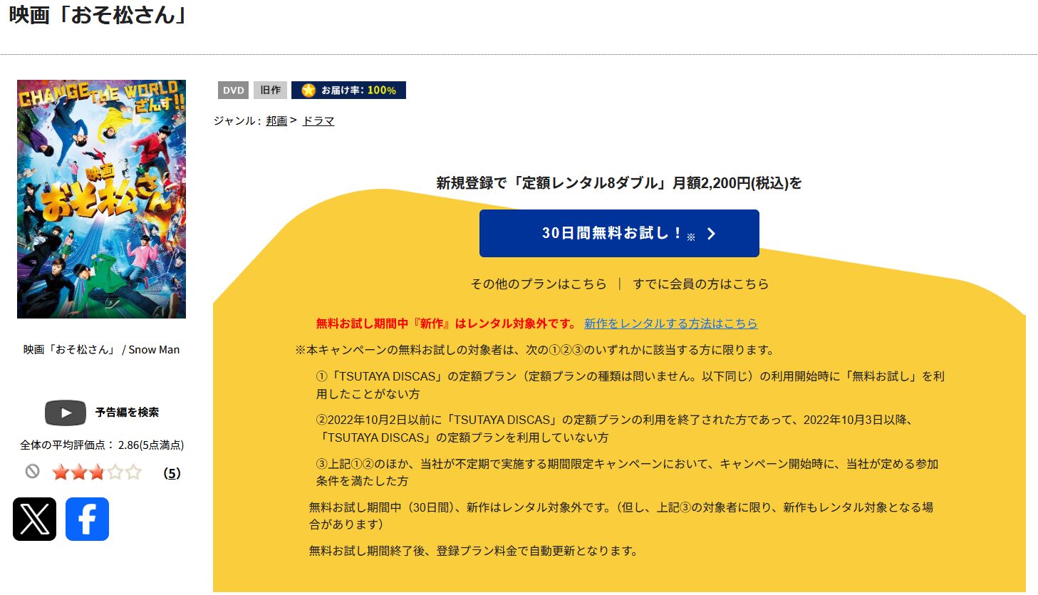 TSUTAYA DISCASのおそ松さん(実写)