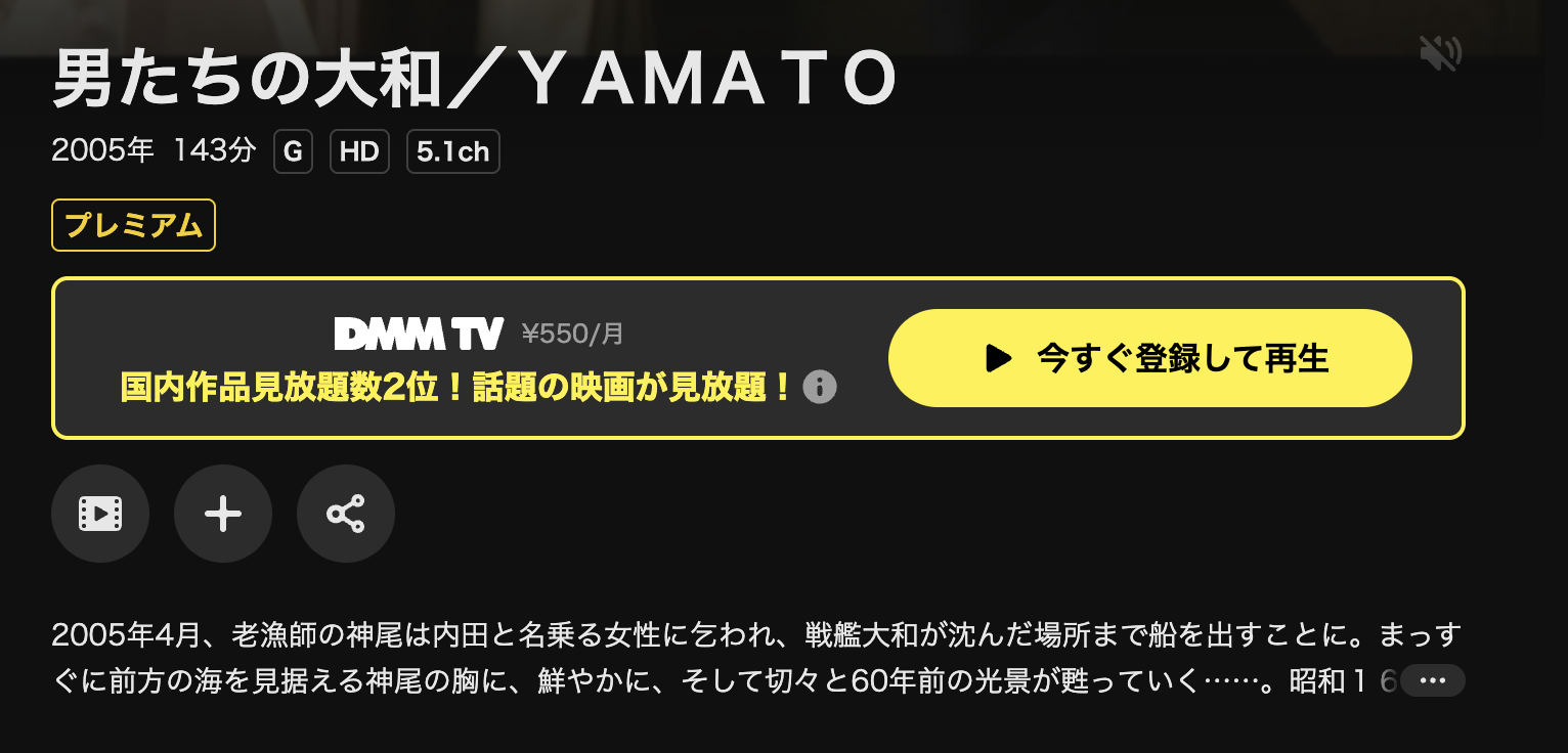 DMM TVの男たちの大和／YAMATO配信画像