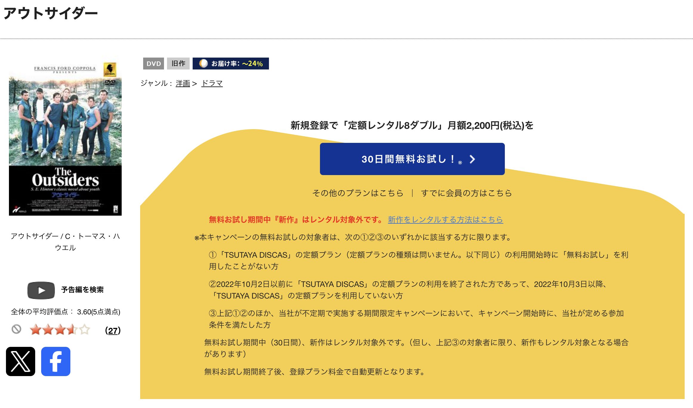 TSUTAYA DISCASのアウトサイダー