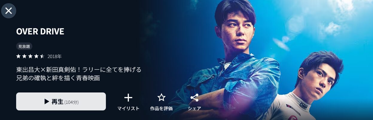 U-NEXTのOVER DRIVE オーバードライブ配信画像