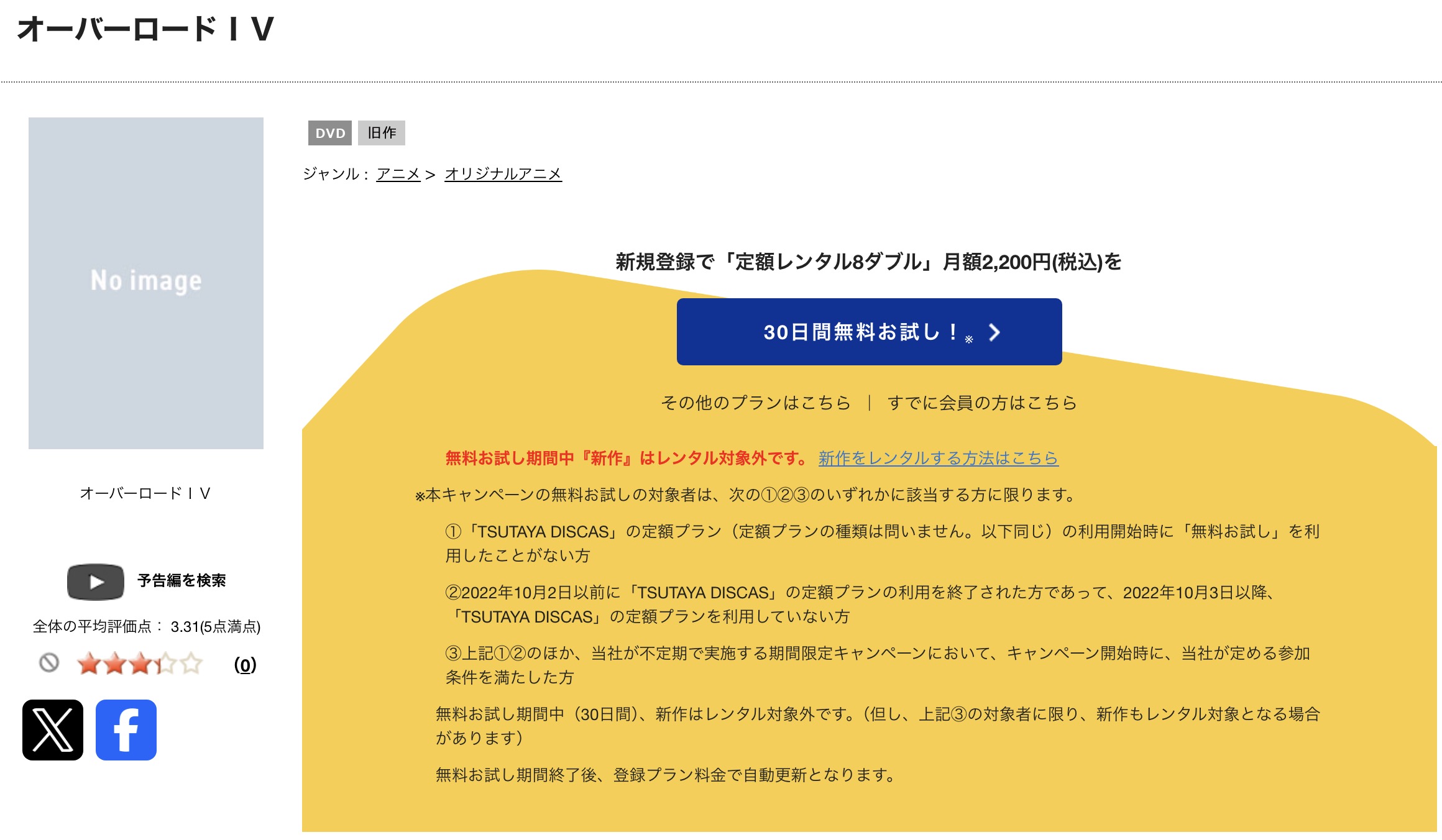 TSUTAYA DISCASのオーバーロードIV 4期
