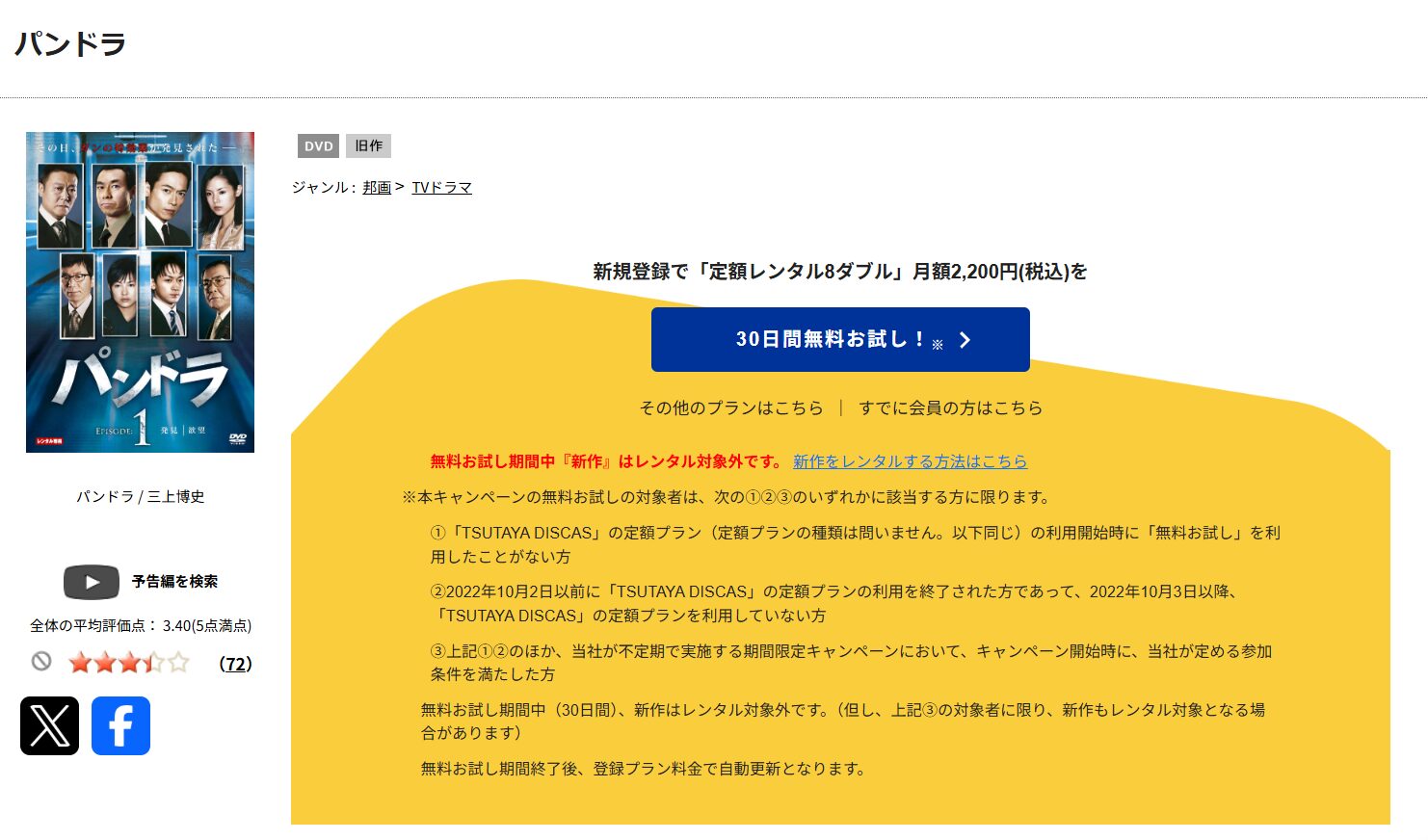 TSUTAYA DISCASのパンドラ
