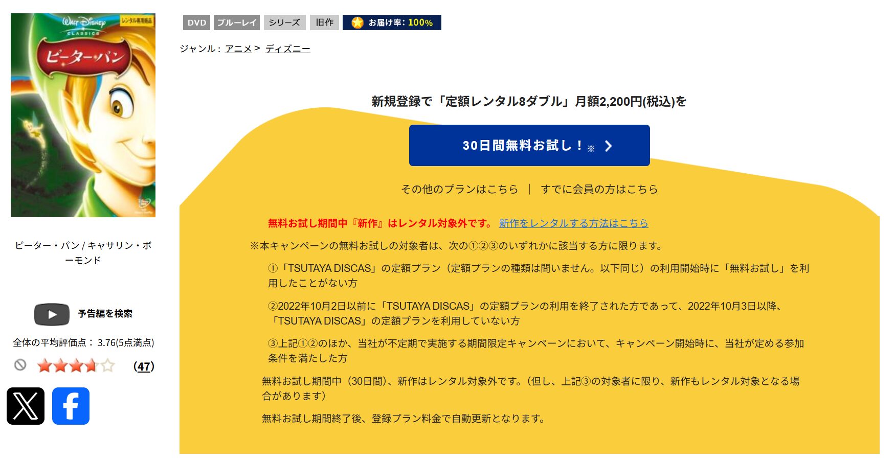 TSUTAYA DISCASのピーター・パン