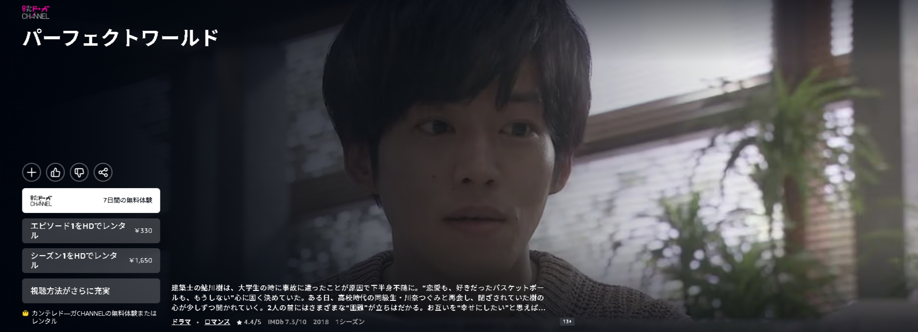 Amazonプライムのパーフェクトワールド配信画像
