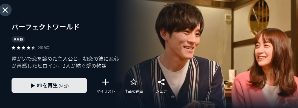 U-NEXTのパーフェクトワールド配信画像