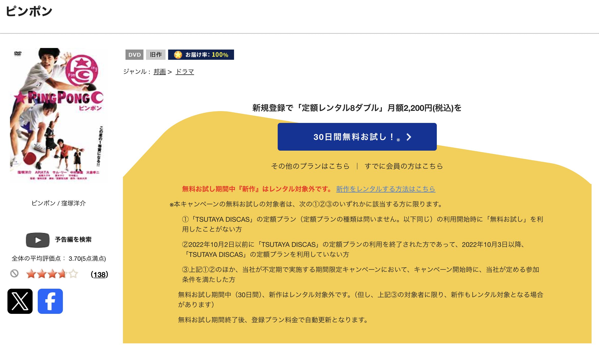 TSUTAYA DISCASのピンポン