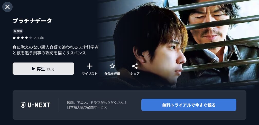U-NEXTのプラチナデータ配信画像