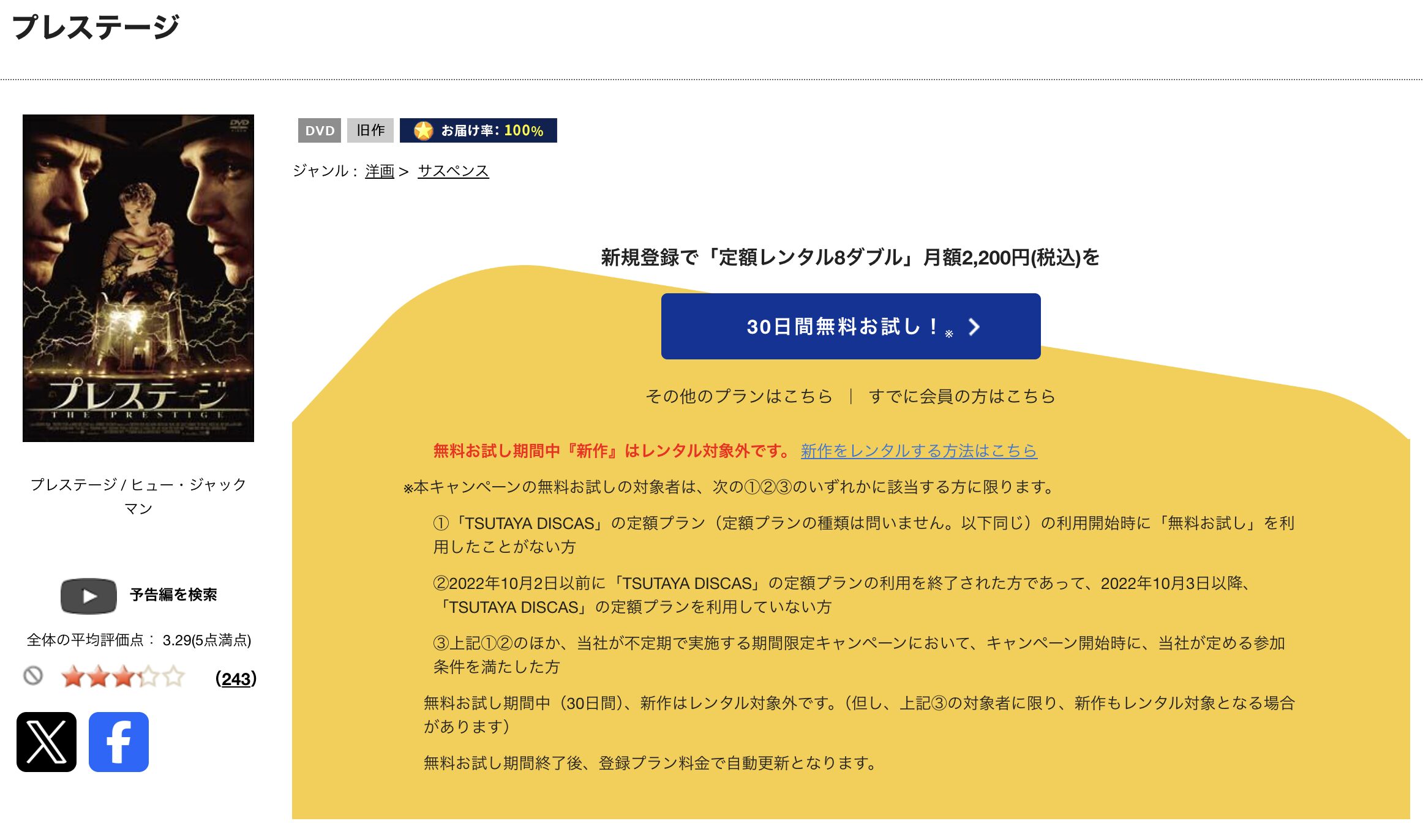 TSUTAYA DISCASのプレステージ