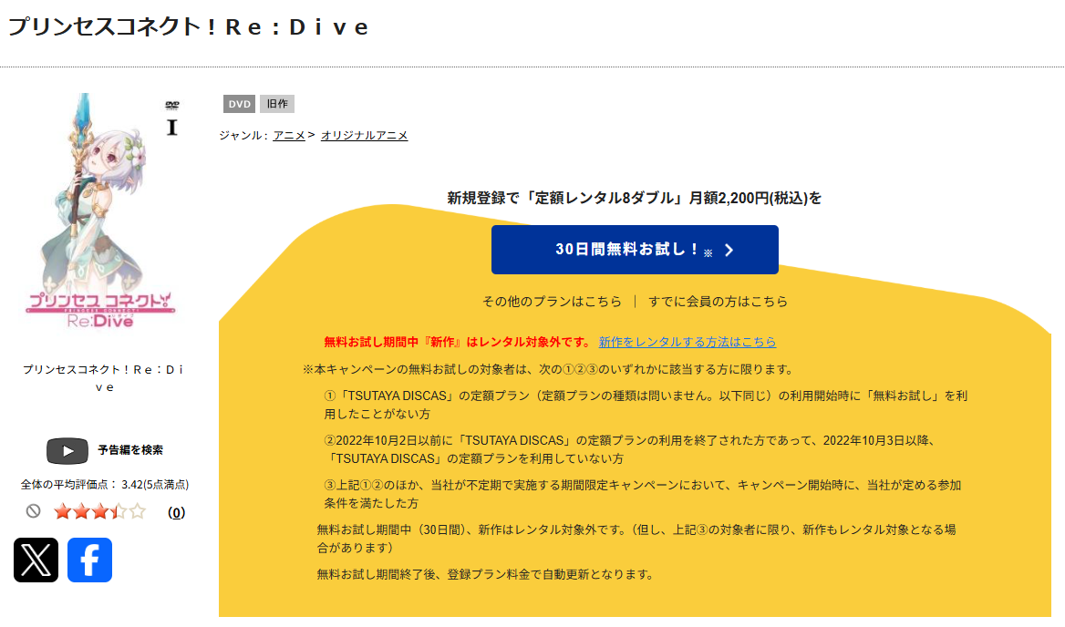 TSUTAYA DISCASのプリンセスコネクト!Re:Dive(1期)