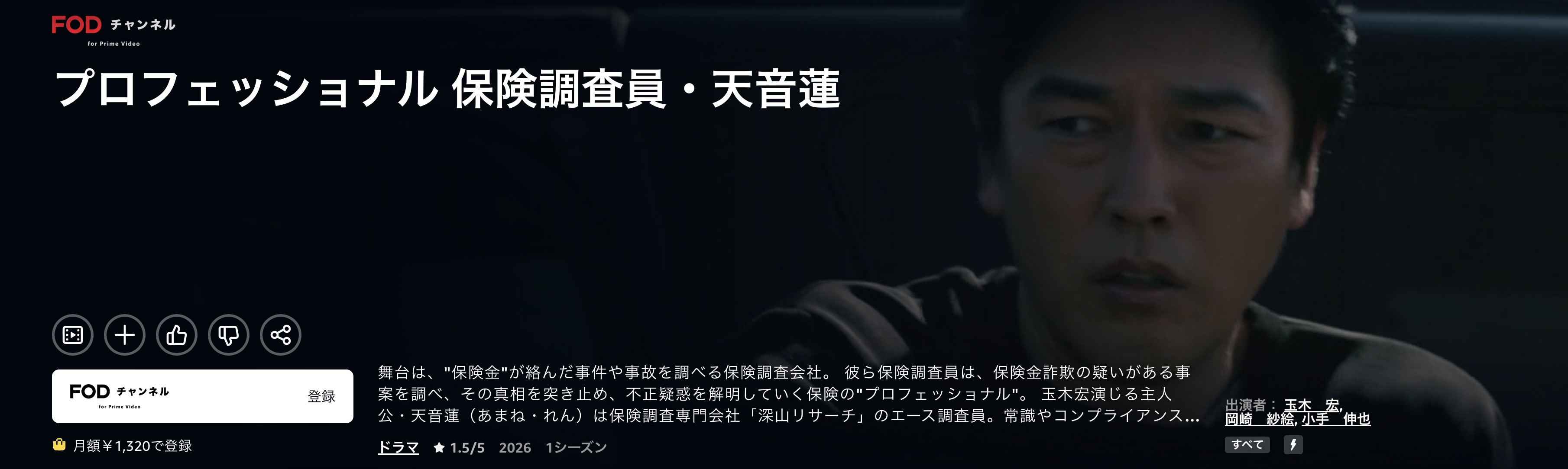 Amazonプライムのプロフェッショナル 保険調査員・天音蓮配信画像