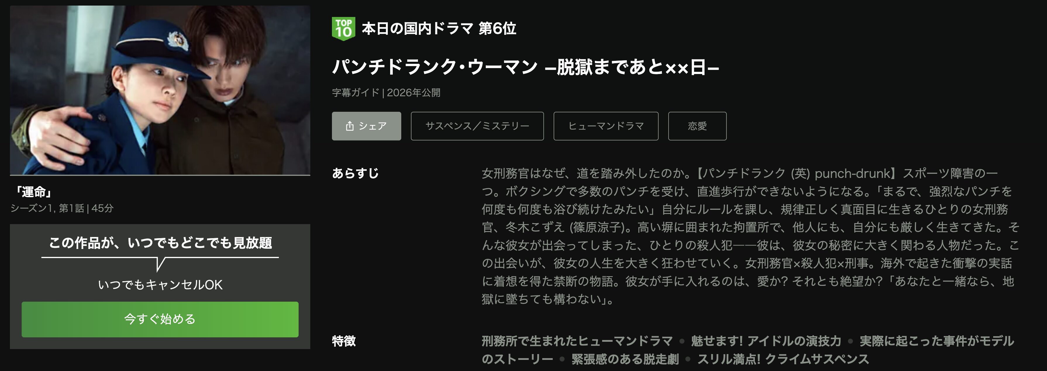Huluのパンチドランク・ウーマン配信画像