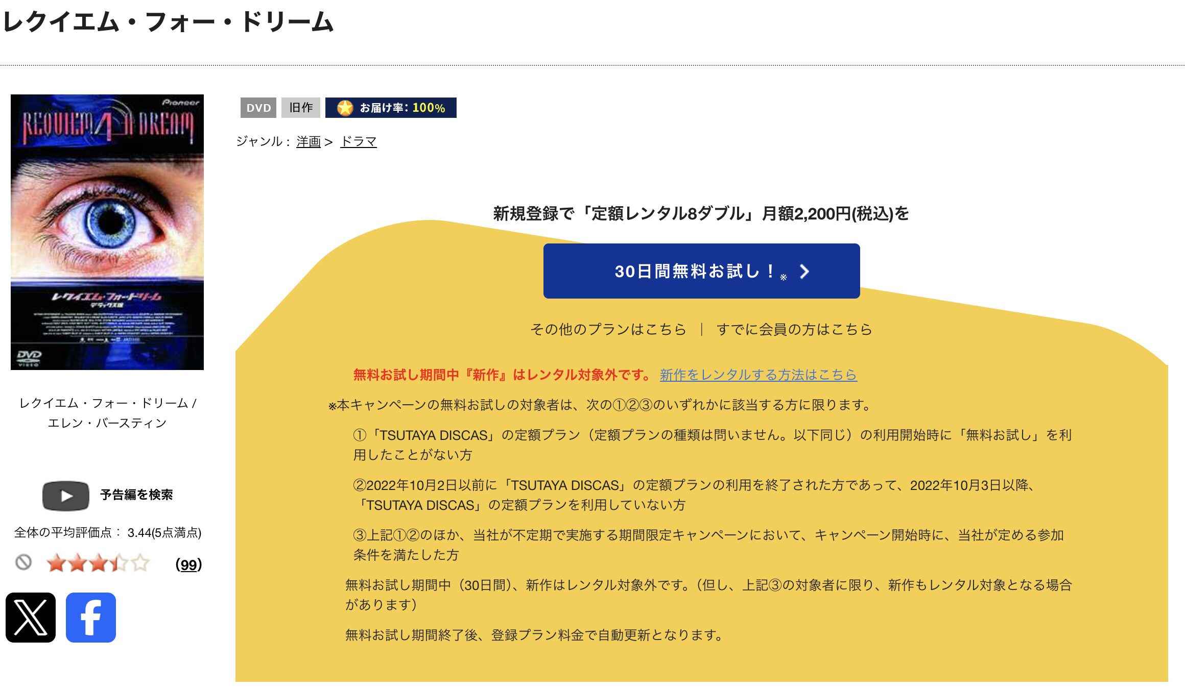 TSUTAYA DISCASのレクイエム・フォー・ドリーム