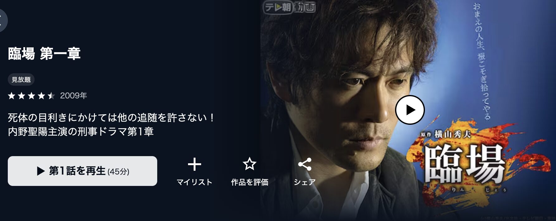 U-NEXTの臨場 第一章配信画像