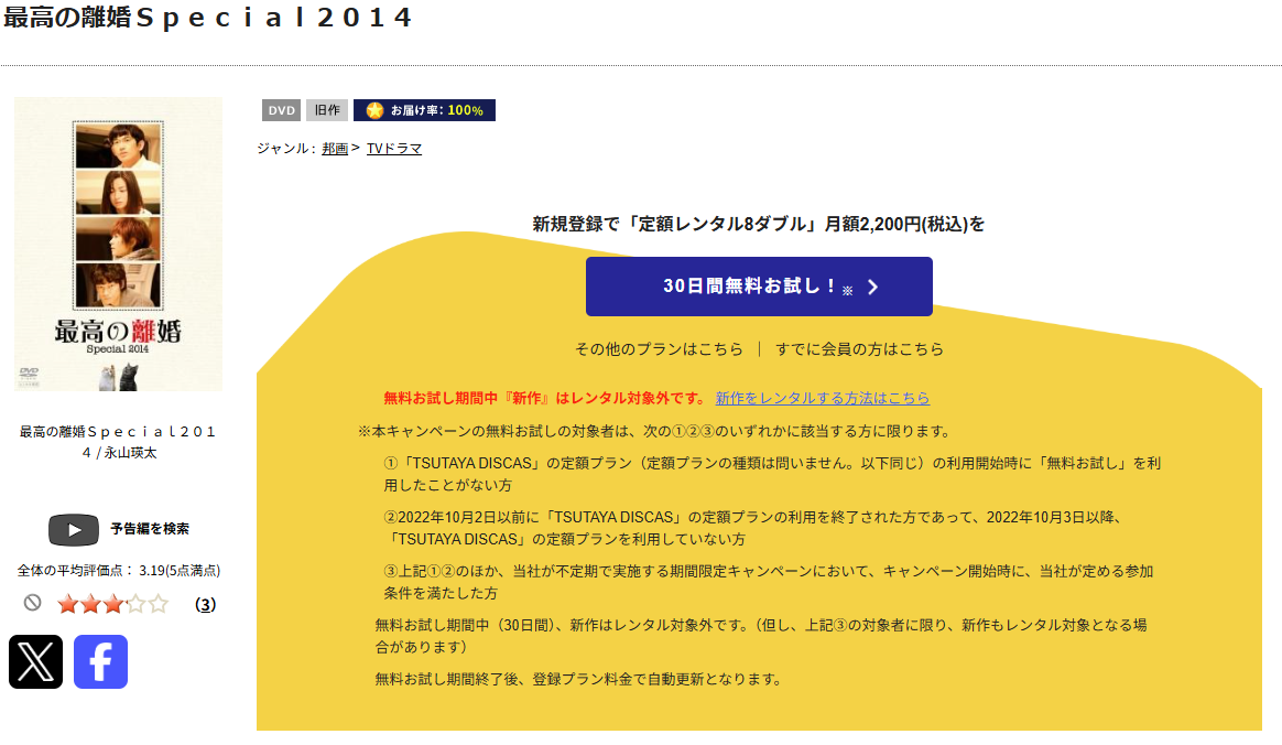 TSUTAYA DISCASの最高の離婚スペシャル