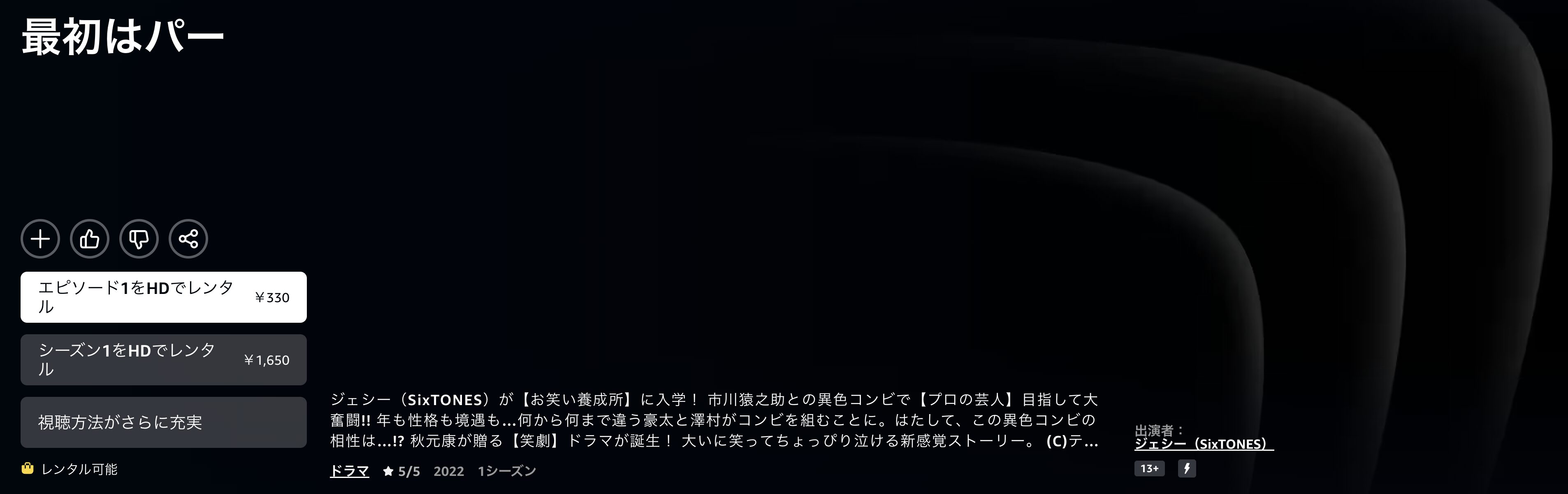 Amazonプライムの最初はパー配信画像