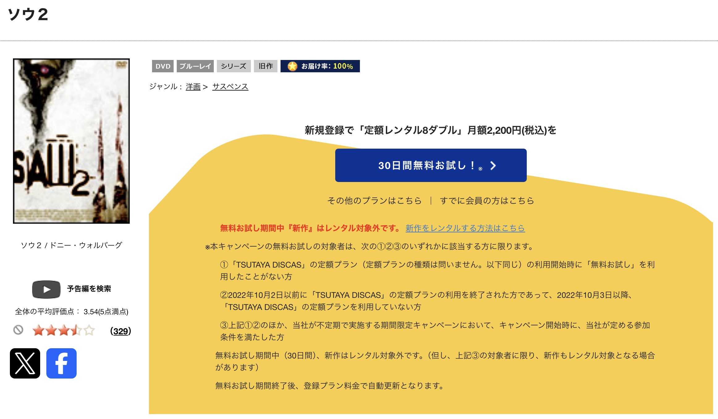 TSUTAYA DISCASのソウ2