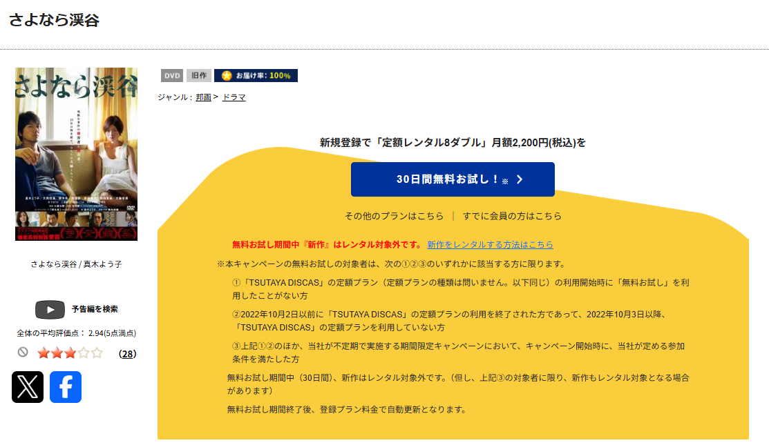TSUTAYA DISCASのさよなら渓谷