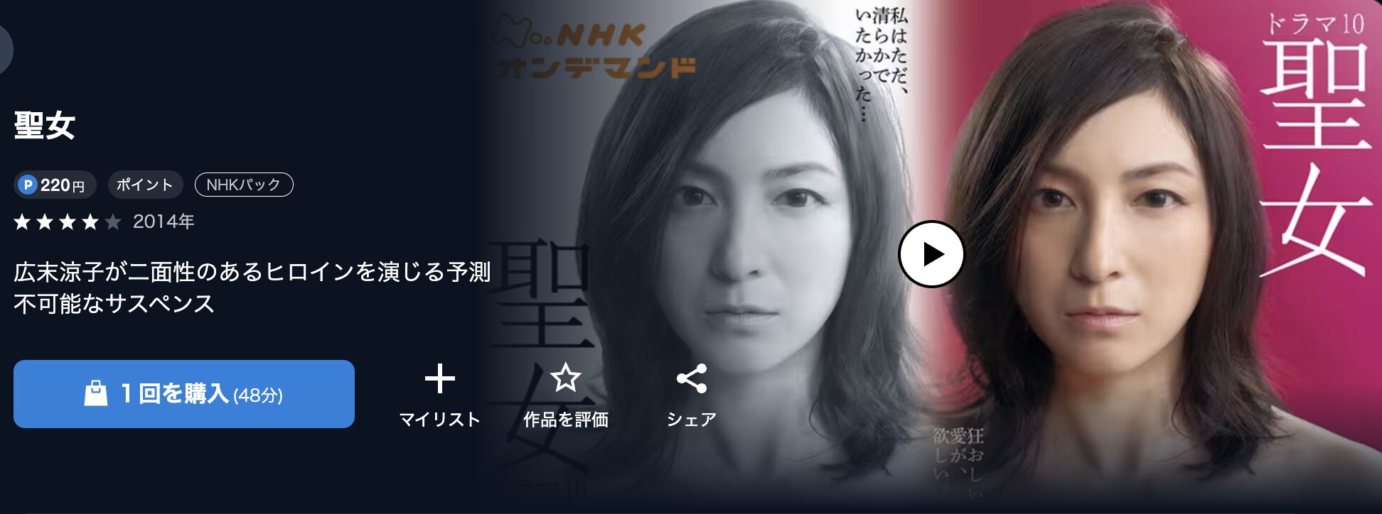 NHKオンデマンドの聖女配信画像