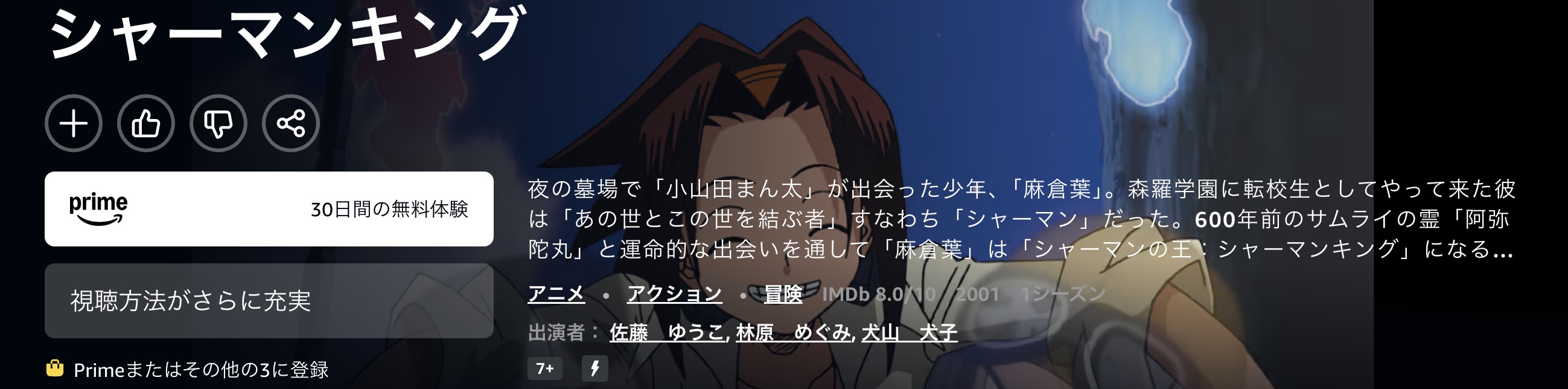 Amazonプライムのシャーマンキング（2001）配信画像