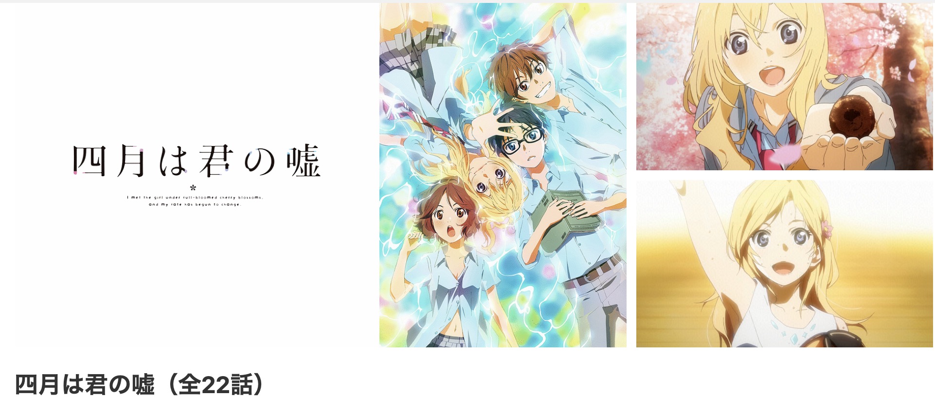 dアニメストアの四月は君の嘘配信画像