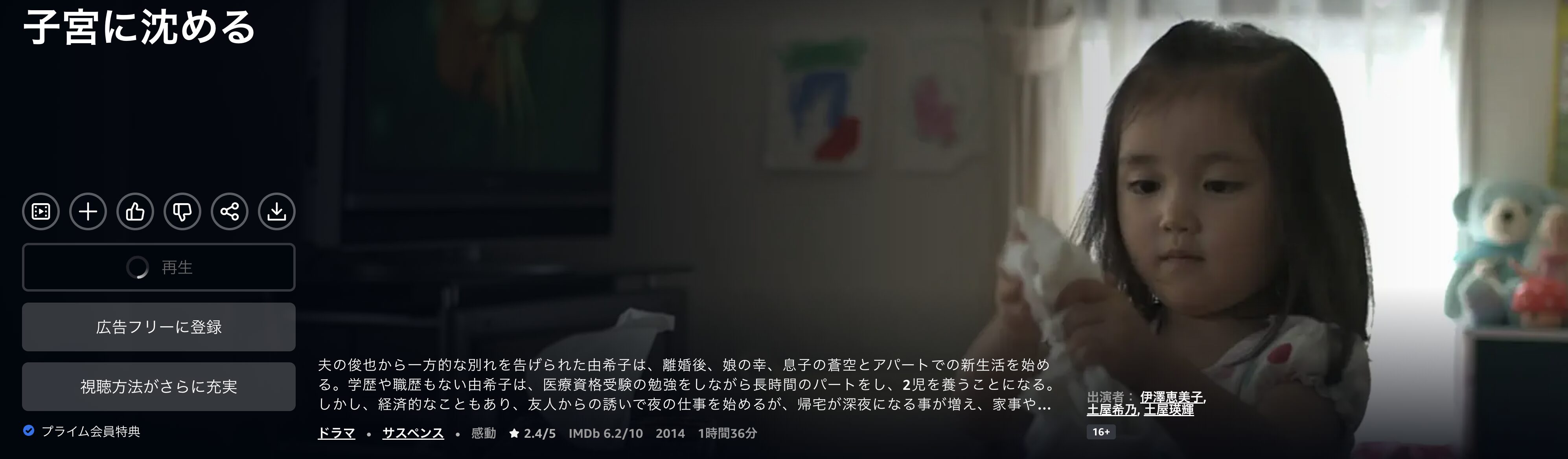 Amazonプライムの子宮に沈める配信画像