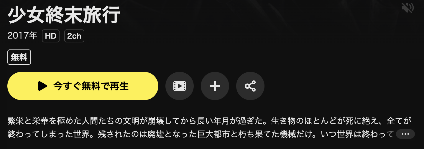 DMM TVの少女終末旅行配信画像