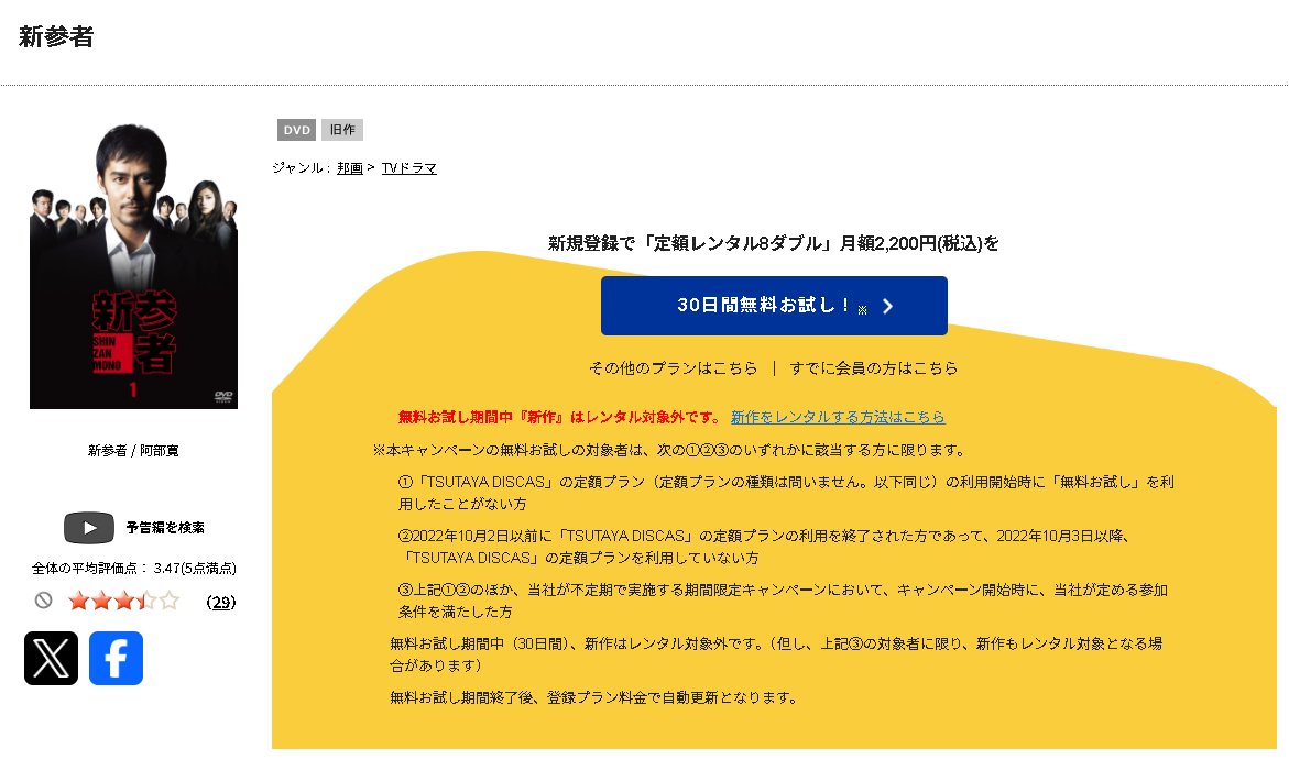 TSUTAYA DISCASの新参者