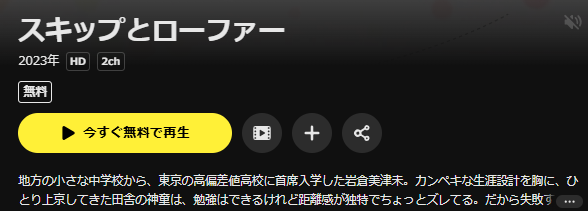DMM TVのスキップとローファー配信画像