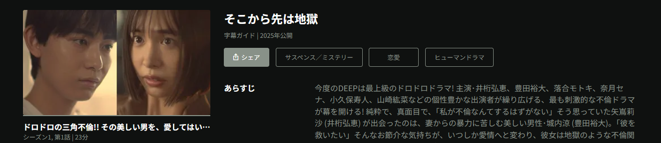 Huluのそこから先は地獄配信画像