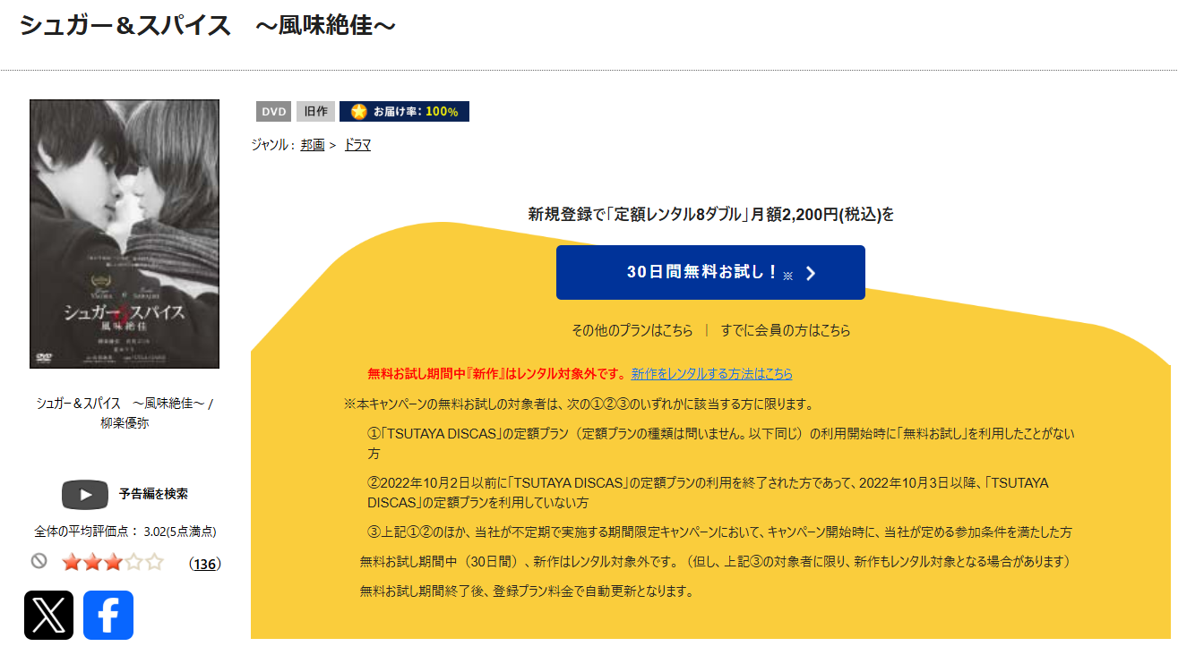 TSUTAYA DISCASのシュガー&スパイス 風味絶佳