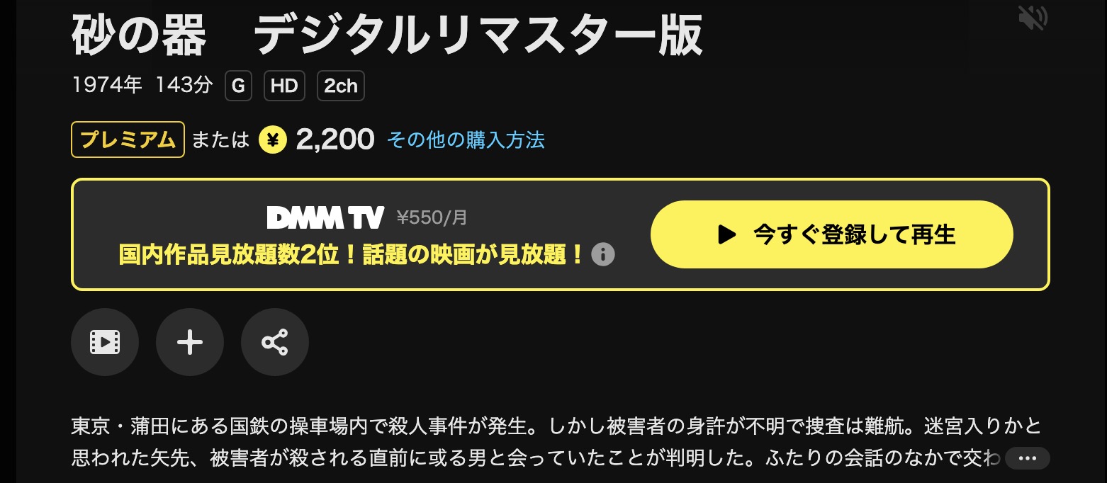 DMM TVの砂の器（1974）配信画像